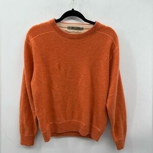 RAFFI CASHMERE Men orange quiet luxury classic gorpcore pullover sweater XL